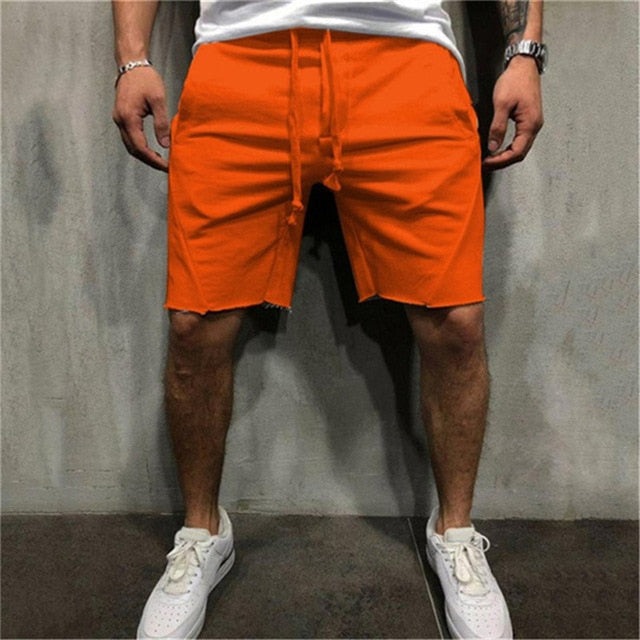 Mens Knee-length Cotton Shorts with Elastic Drawstring Waist Men's Sweatshort with Side Pockets Summer Shorts Short Pants