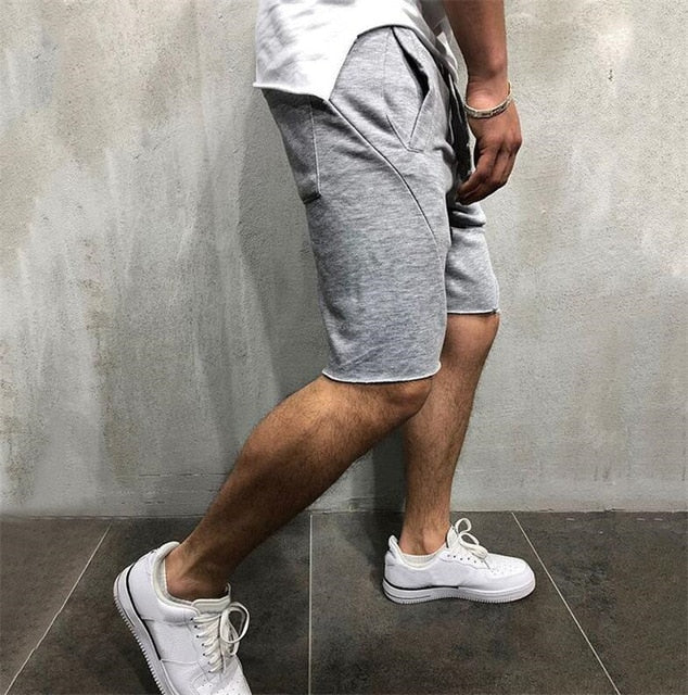 Mens Knee-length Cotton Shorts with Elastic Drawstring Waist Men's Sweatshort with Side Pockets Summer Shorts Short Pants
