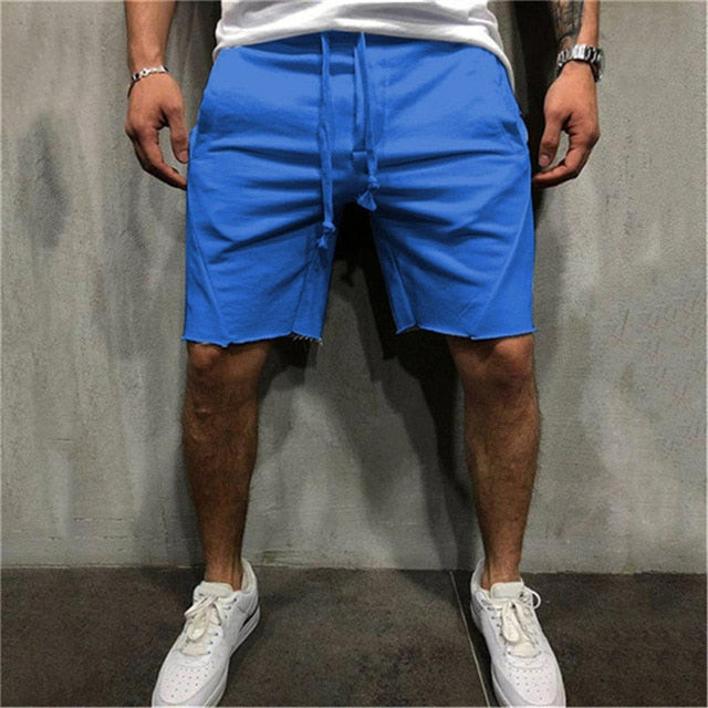 Mens Knee-length Cotton Shorts with Elastic Drawstring Waist Men's Sweatshort with Side Pockets Summer Shorts Short Pants