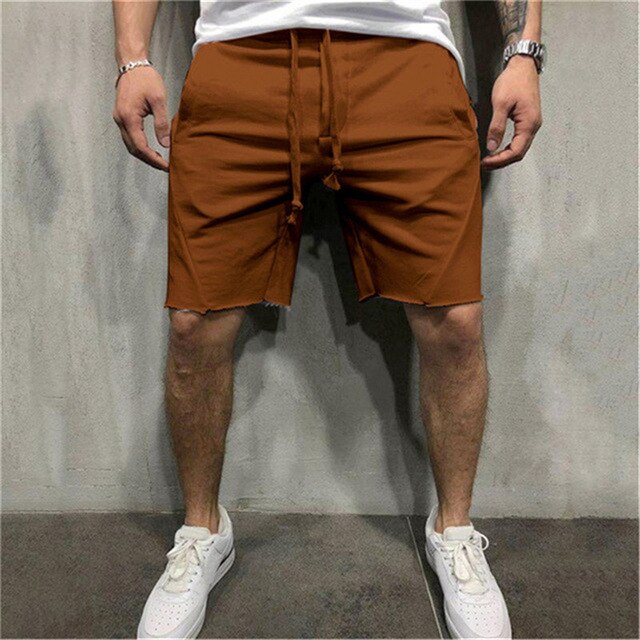 Mens Knee-length Cotton Shorts with Elastic Drawstring Waist Men's Sweatshort with Side Pockets Summer Shorts Short Pants