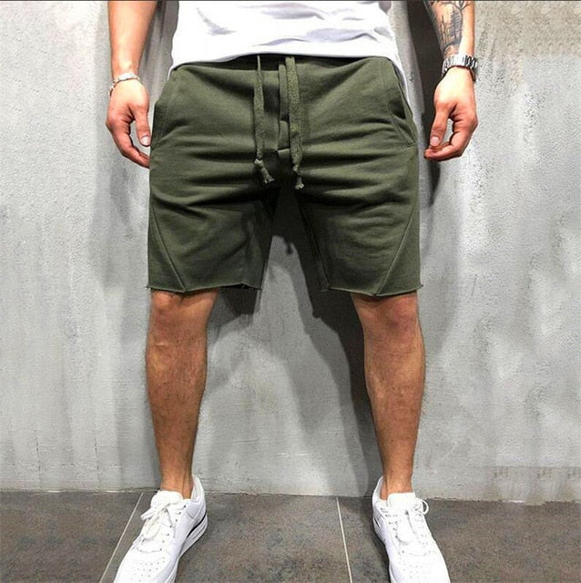 Mens Knee-length Cotton Shorts with Elastic Drawstring Waist Men's Sweatshort with Side Pockets Summer Shorts Short Pants