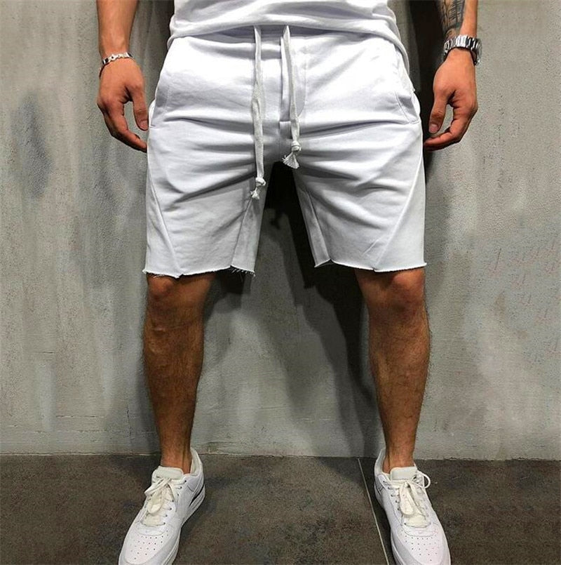 Mens Knee-length Cotton Shorts with Elastic Drawstring Waist Men's Sweatshort with Side Pockets Summer Shorts Short Pants